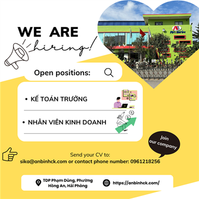 GÓC TUYỂN DỤNG : CÔNG TY CỔ PHẦN CƠ KHÍ VÀ DỊCH VỤ THƯƠNG MẠI AN BÌNH TUYỂN DỤNG GẤP CÁC VỊ TRÍ 